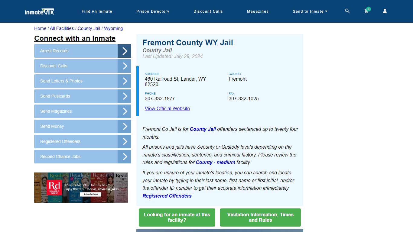 Fremont County WY Jail - Inmate Locator