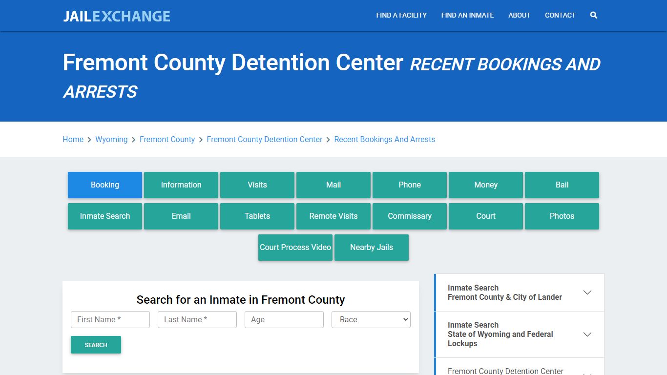 Fremont County Jail WY Recent Arrests and Bookings - Jail Exchange